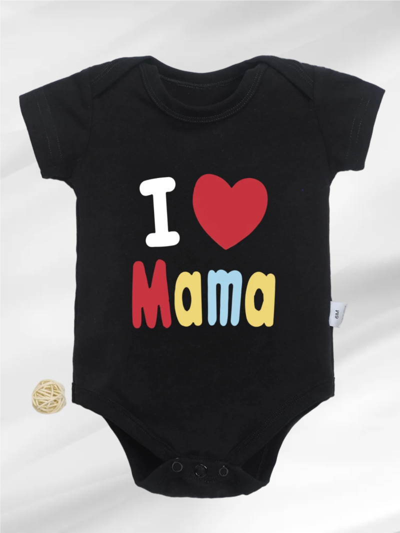I Love Mama Letter Print Baby Romper